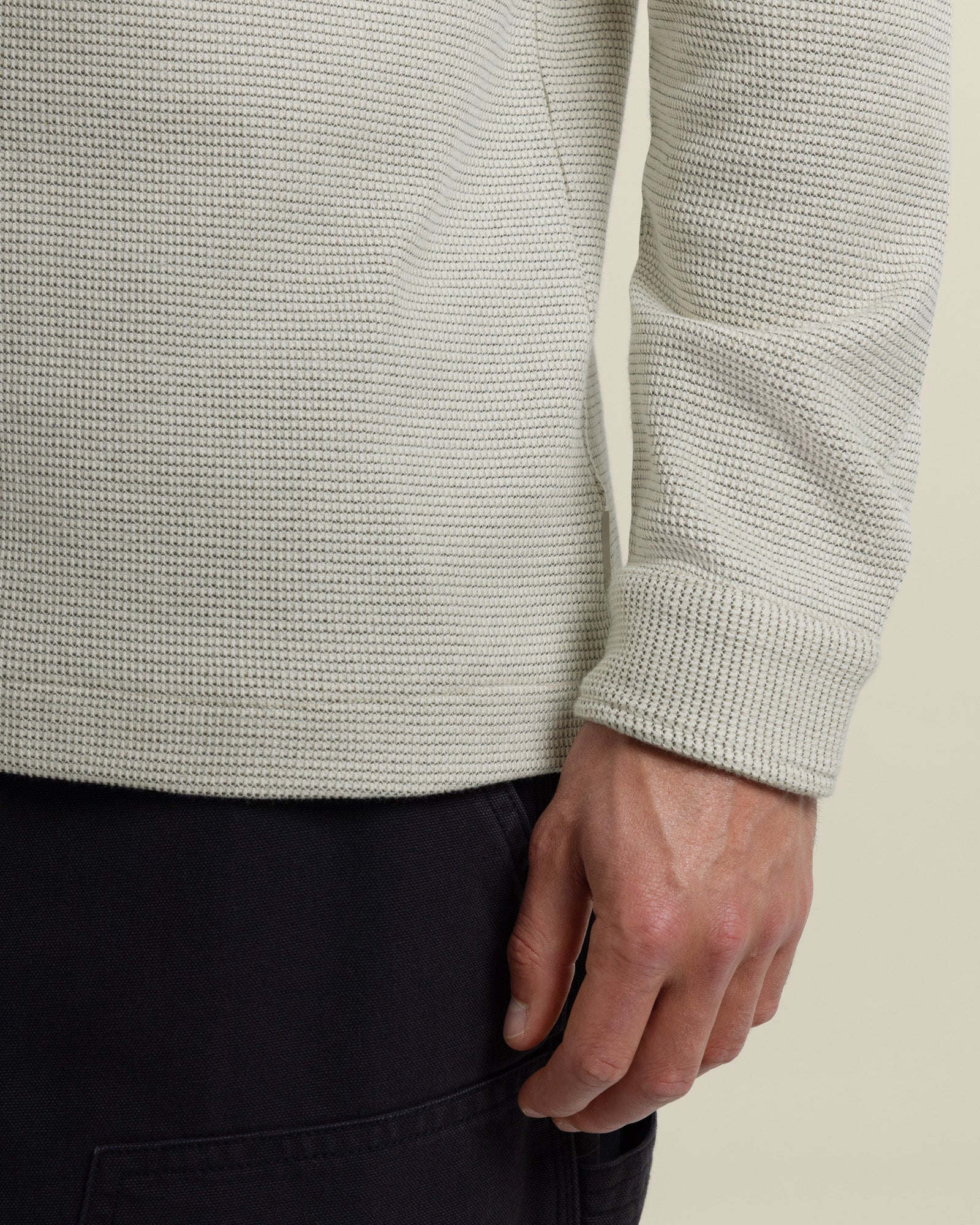 Aarhus - Textured Long Sleeve Polo Shirt