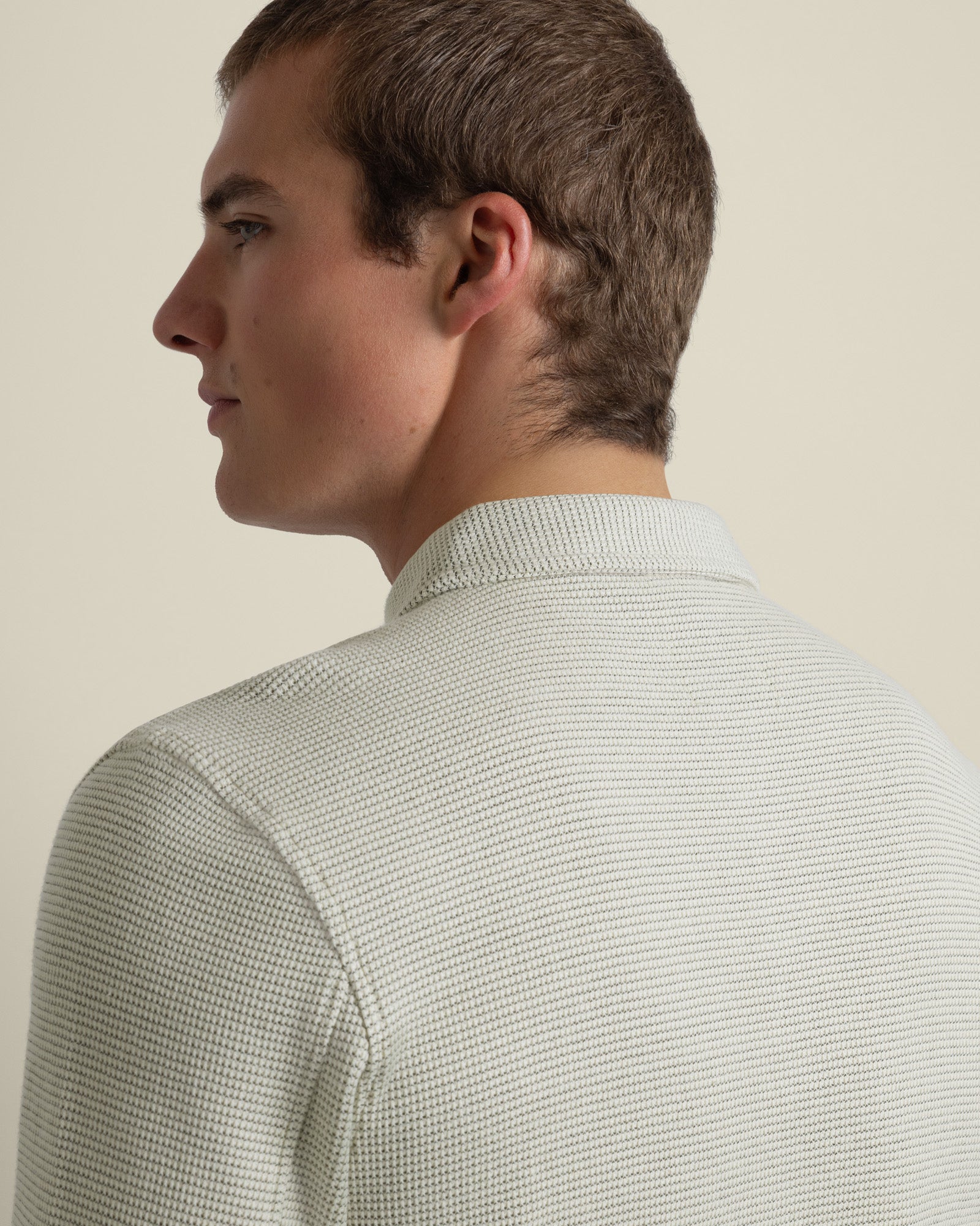 Aarhus - Textured Long Sleeve Polo Shirt
