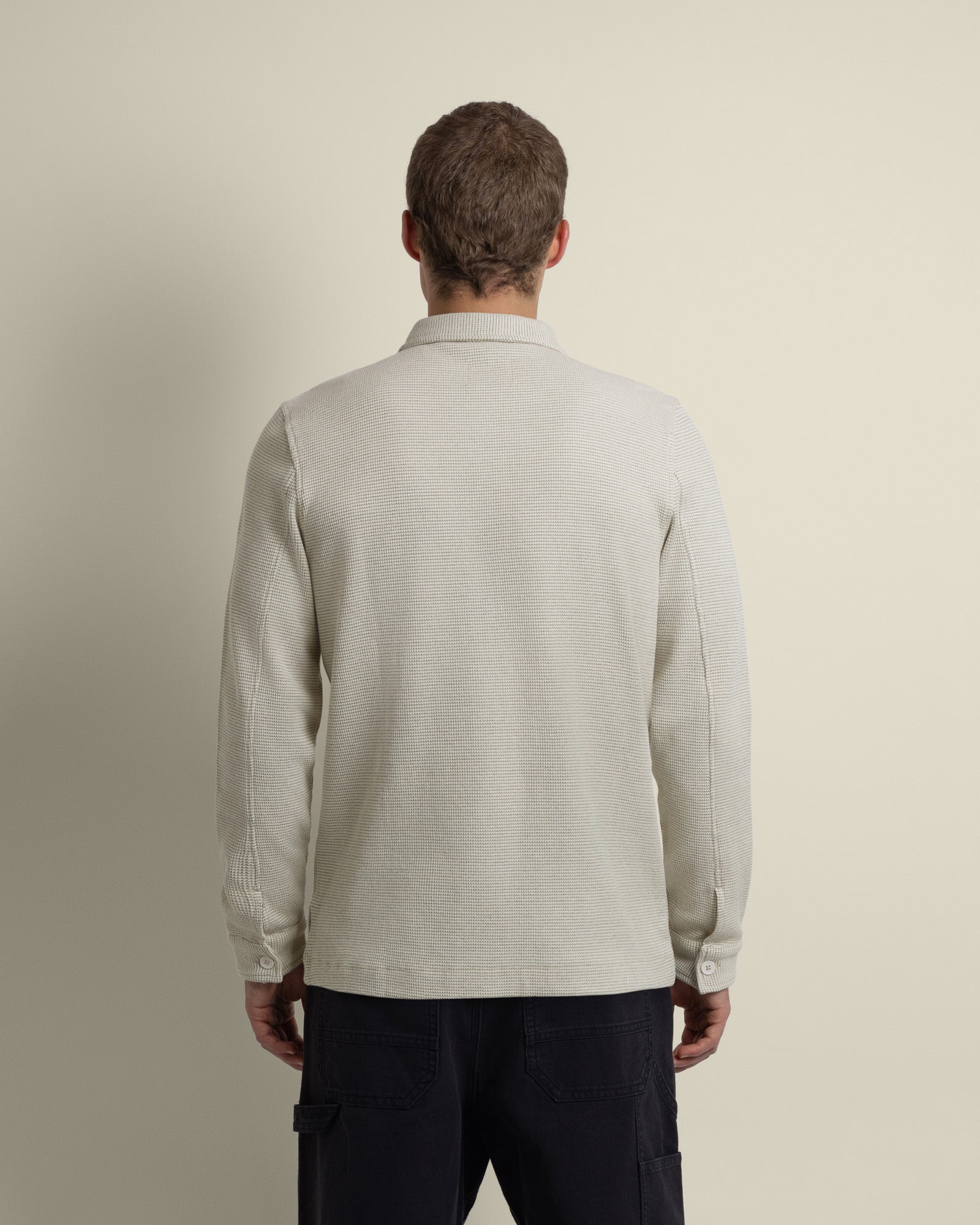 Aarhus - Textured Long Sleeve Polo Shirt