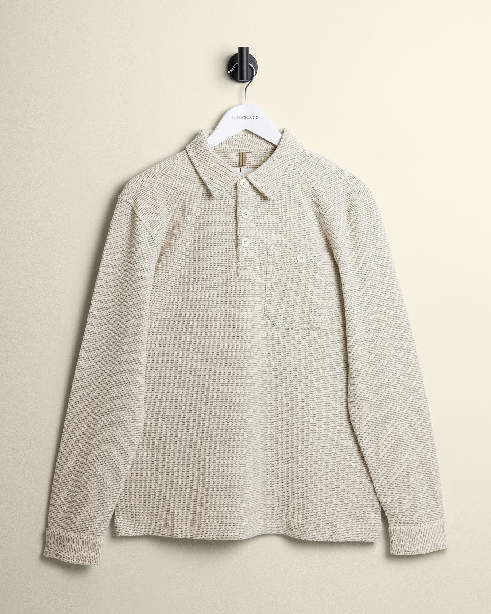 Aarhus - Textured Long Sleeve Polo Shirt