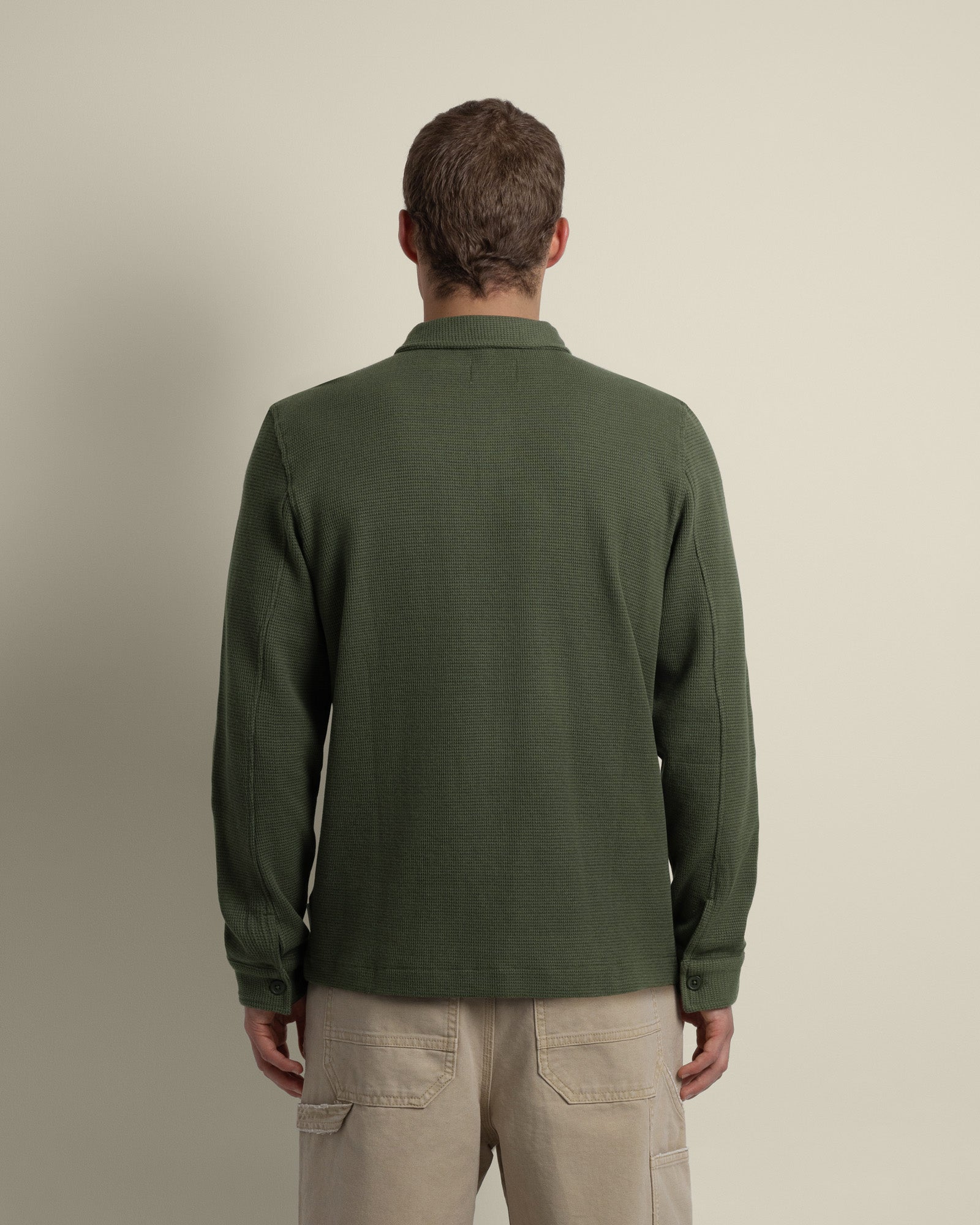 Aarhus - Textured Long Sleeve Polo Shirt