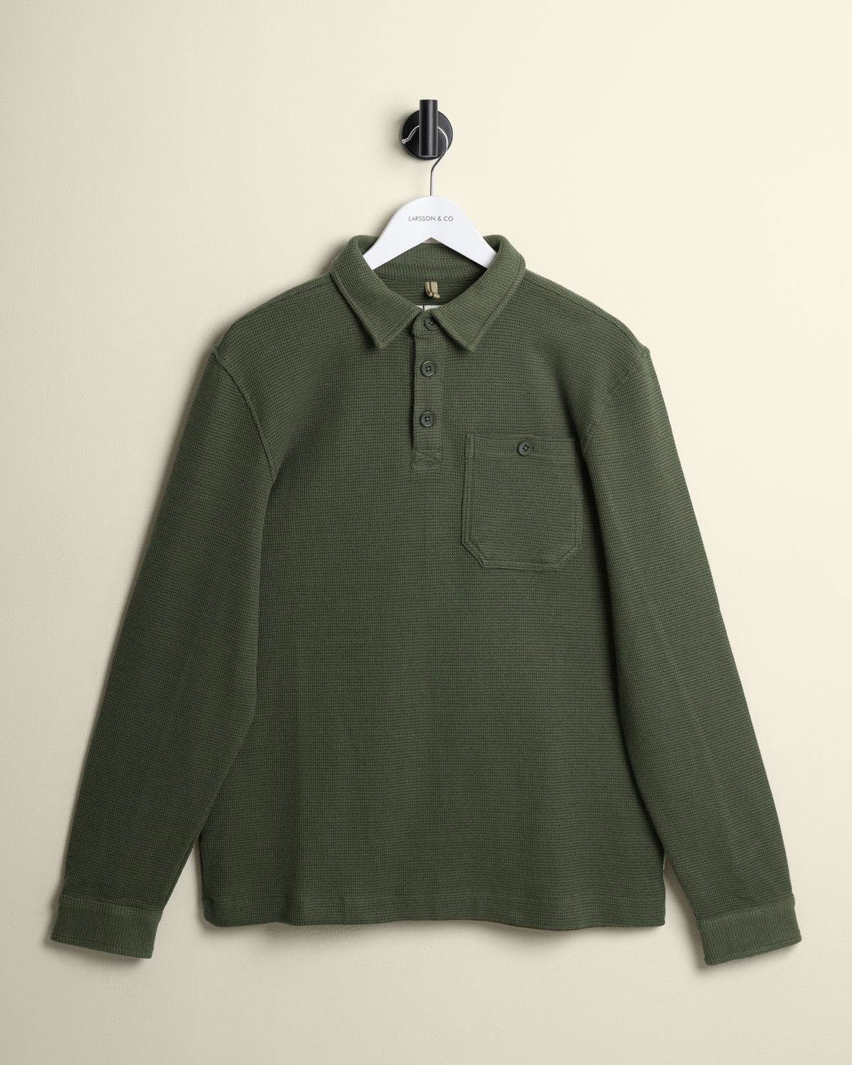Aarhus - Textured Long Sleeve Polo Shirt