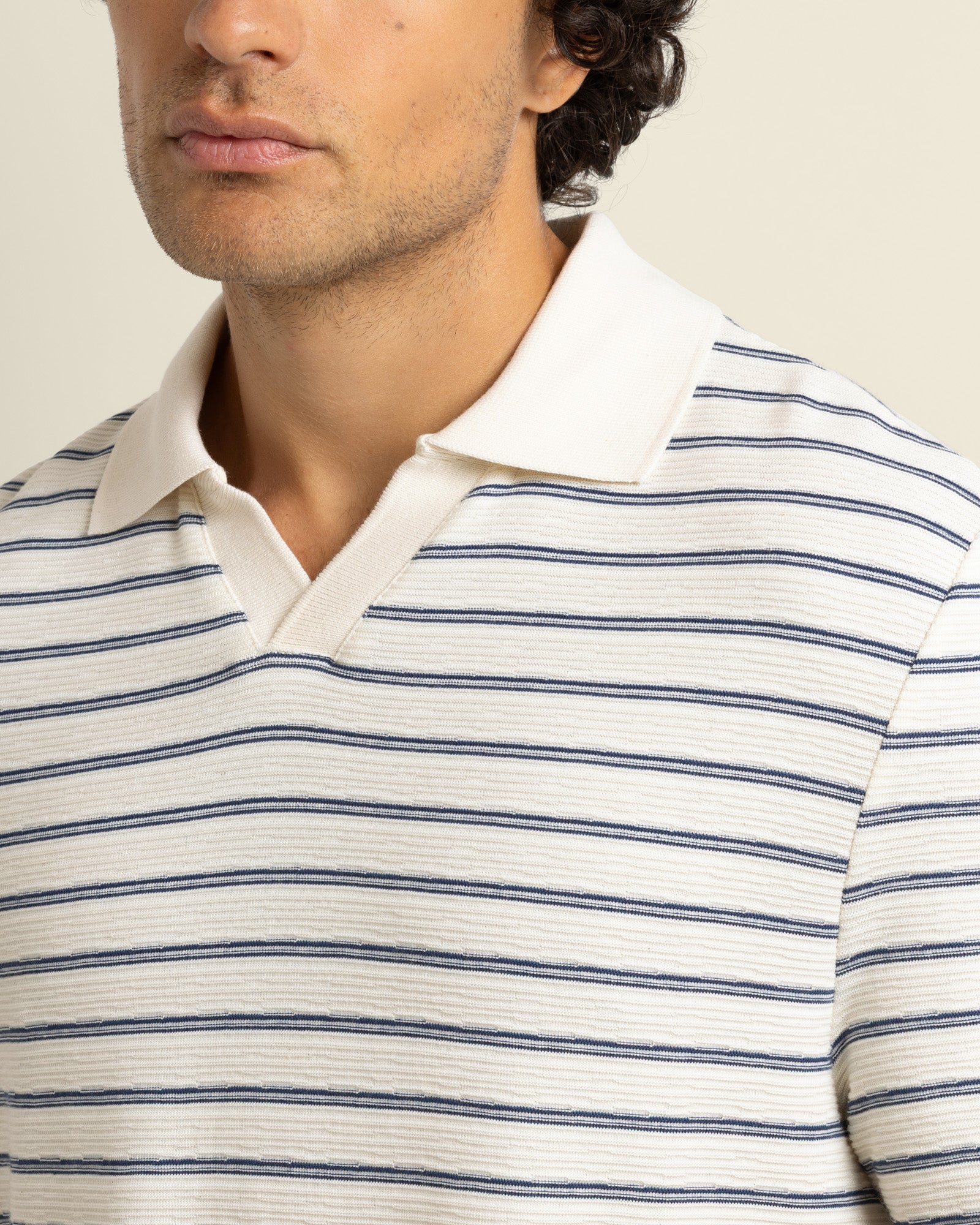 Bergen - Textured Stripe Polo Shirt