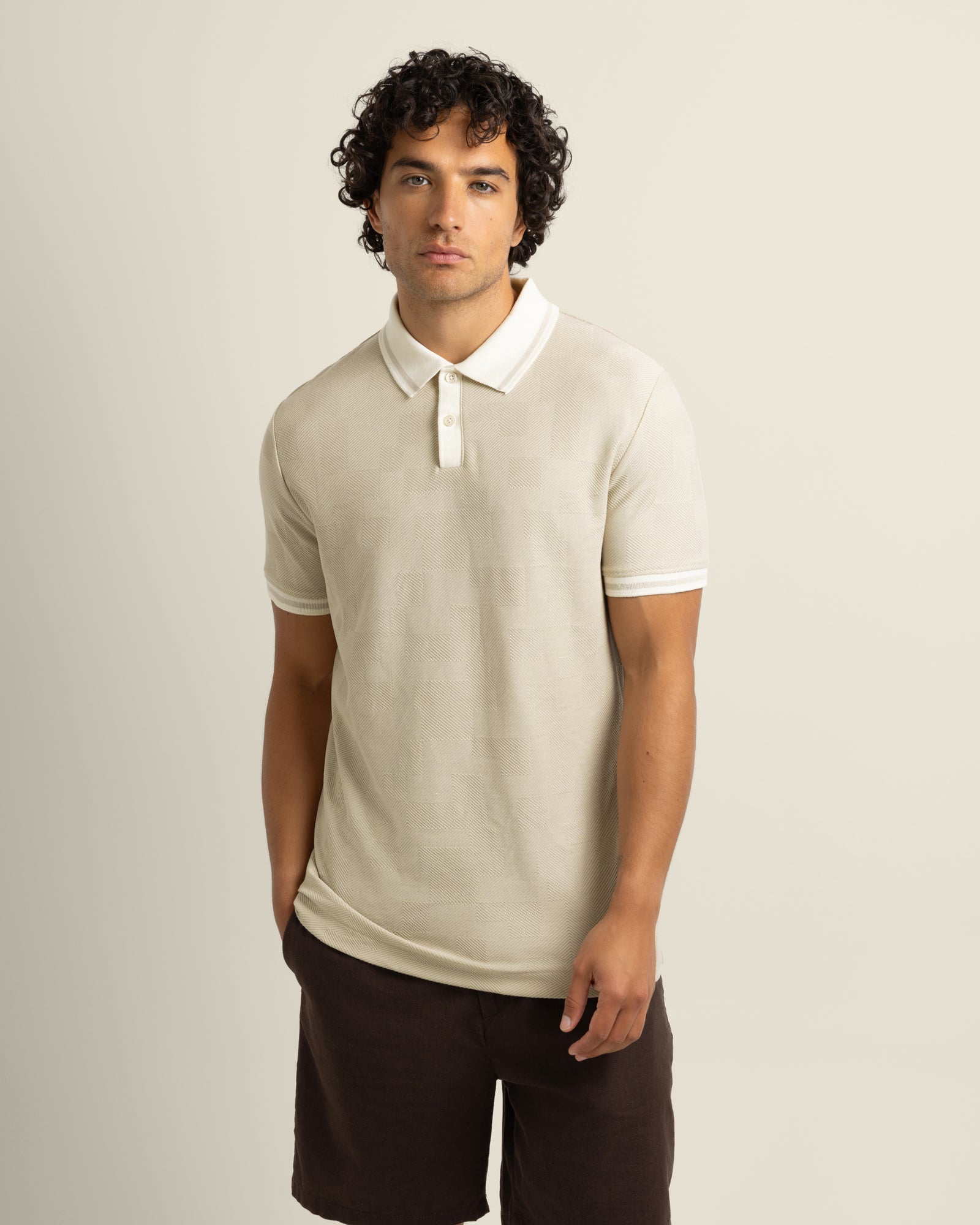 Anders - Geometric Jacquard Polo Shirt
