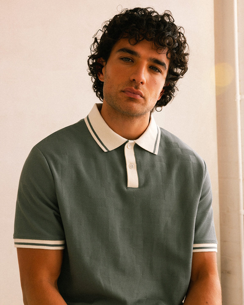 Anders - Geometric Jacquard Polo Shirt