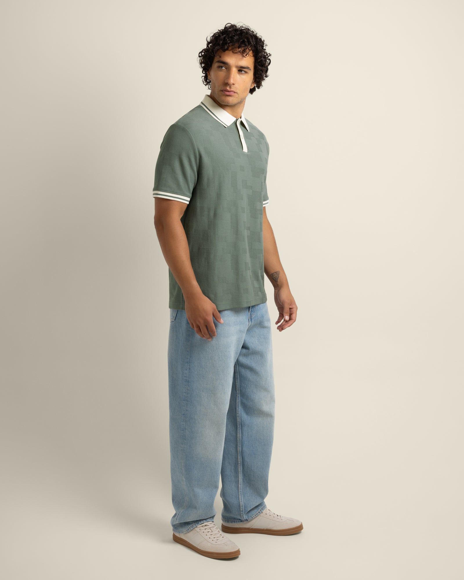 Anders - Geometric Jacquard Polo Shirt