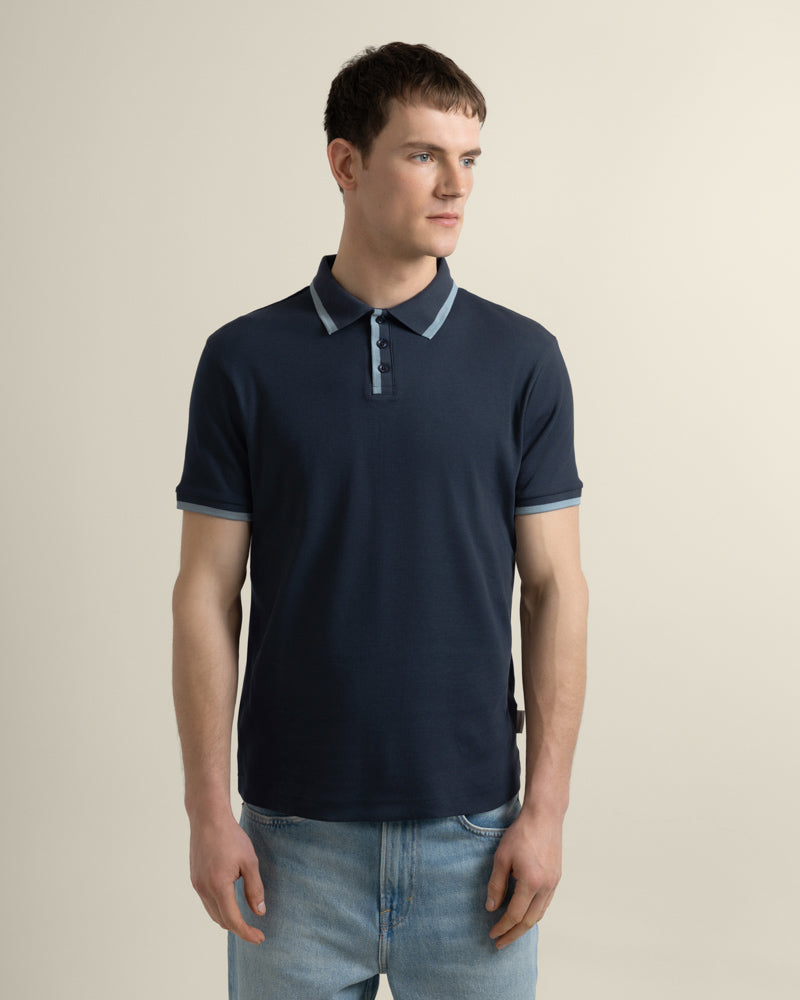 Broder - Rib Polo Shirt With Tonal Tipping