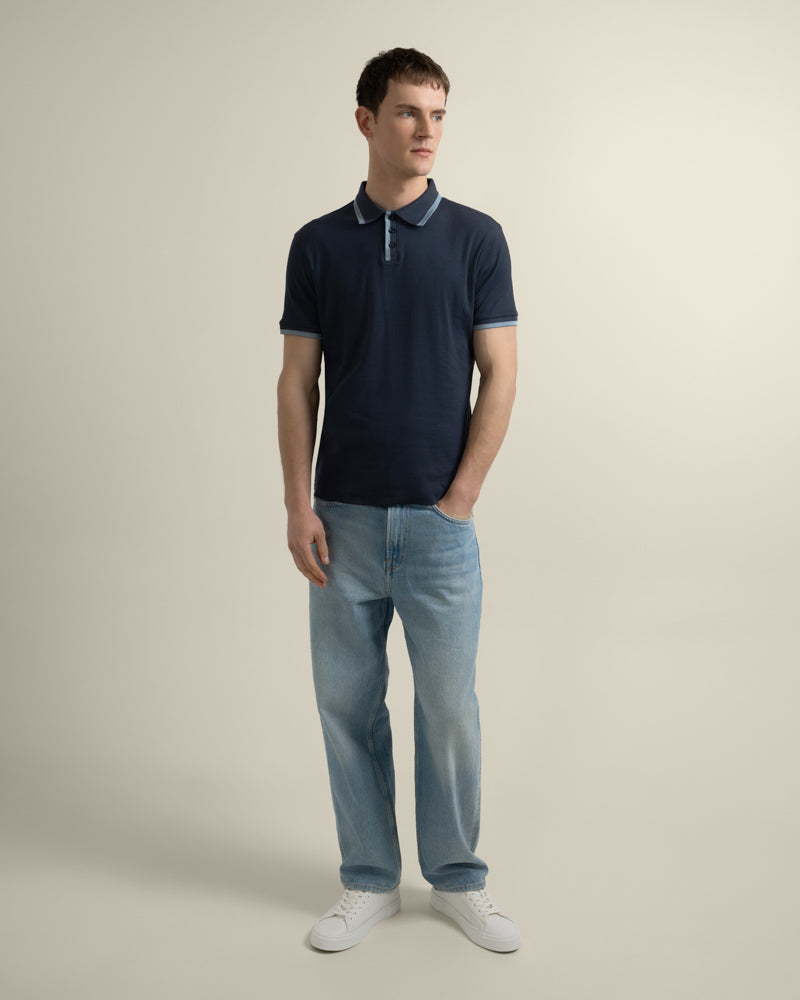 Broder - Rib Polo Shirt With Tonal Tipping