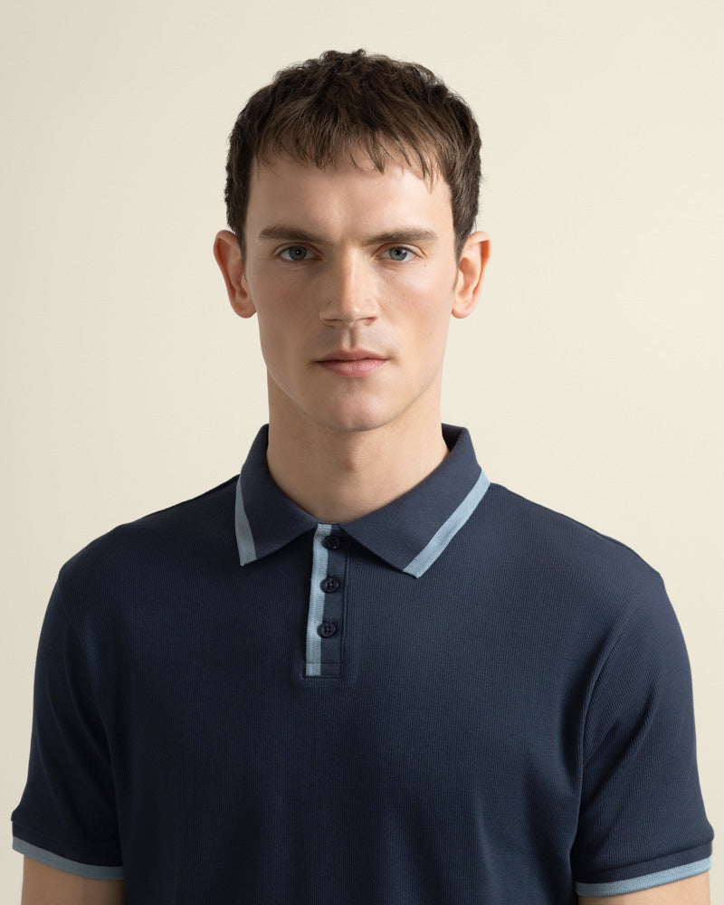 Broder - Rib Polo Shirt With Tonal Tipping