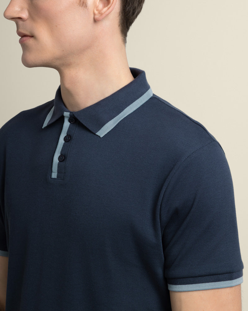 Broder - Rib Polo Shirt With Tonal Tipping