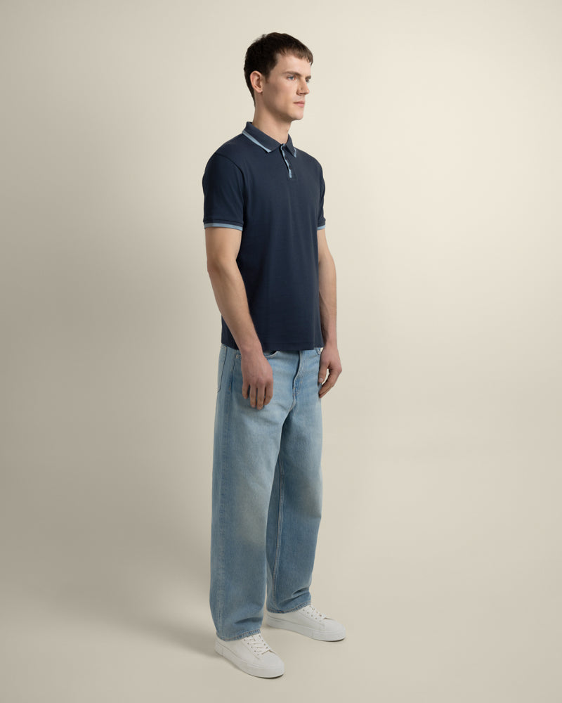 Broder - Rib Polo Shirt With Tonal Tipping