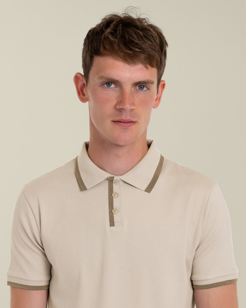 Broder - Rib Polo Shirt With Tonal Tipping