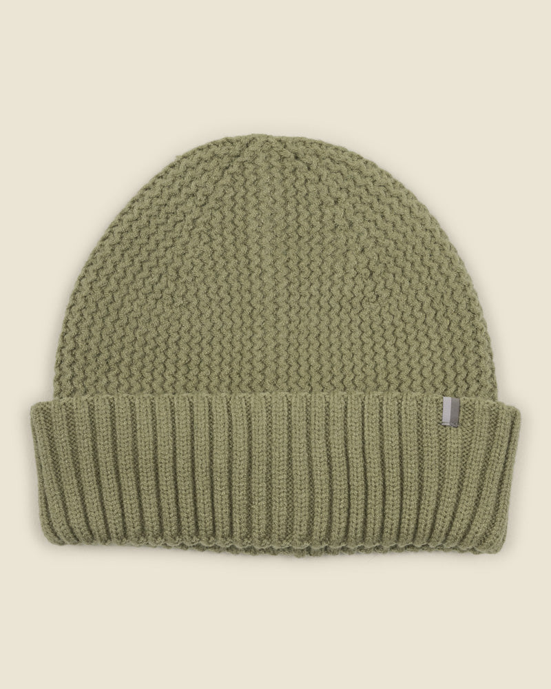 Larsson &amp; Co Men’s Kuhmo Cream &amp; Sage Zig Zag 2 Pack Knitted Beanie Hat