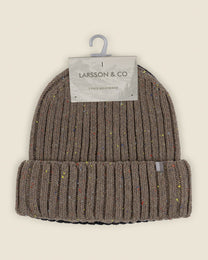 Larsson &amp; Co Men’s Kotka Stone Nep &amp; Navy 2 Pack Knitted Beanie Hat