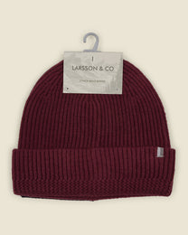 Larsson &amp; Co Men’s Tornio Black &amp; Burgundy 2 Pack Knitted Beanie Hat
