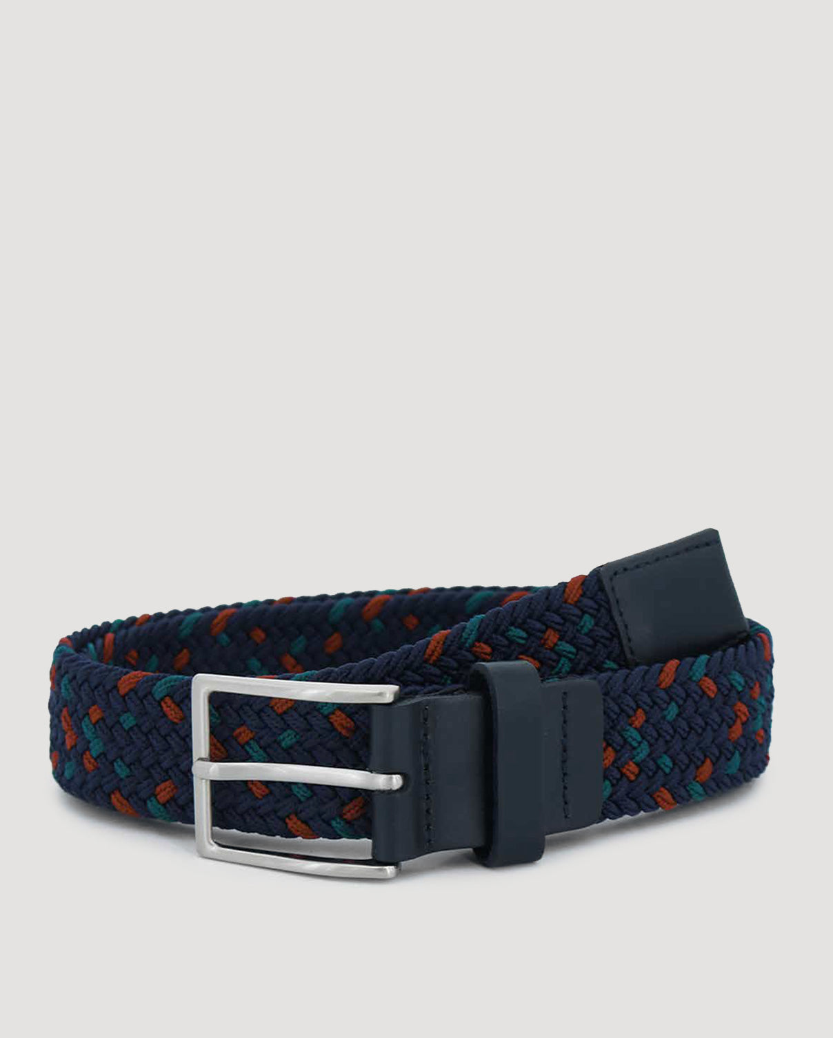 Navy, Red &amp; Teal Woven Casual Stretch Belt