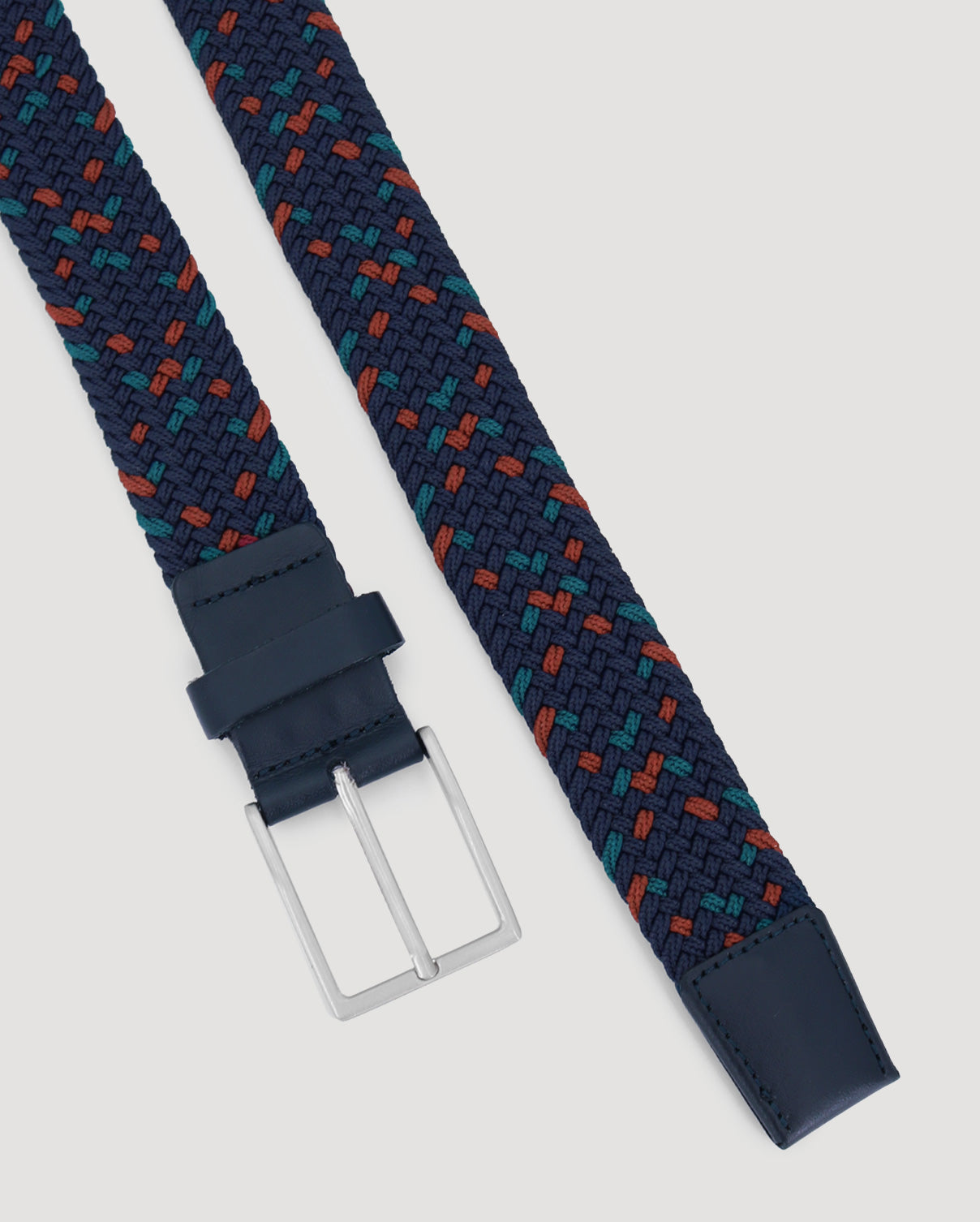 Navy, Red &amp; Teal Woven Casual Stretch Belt