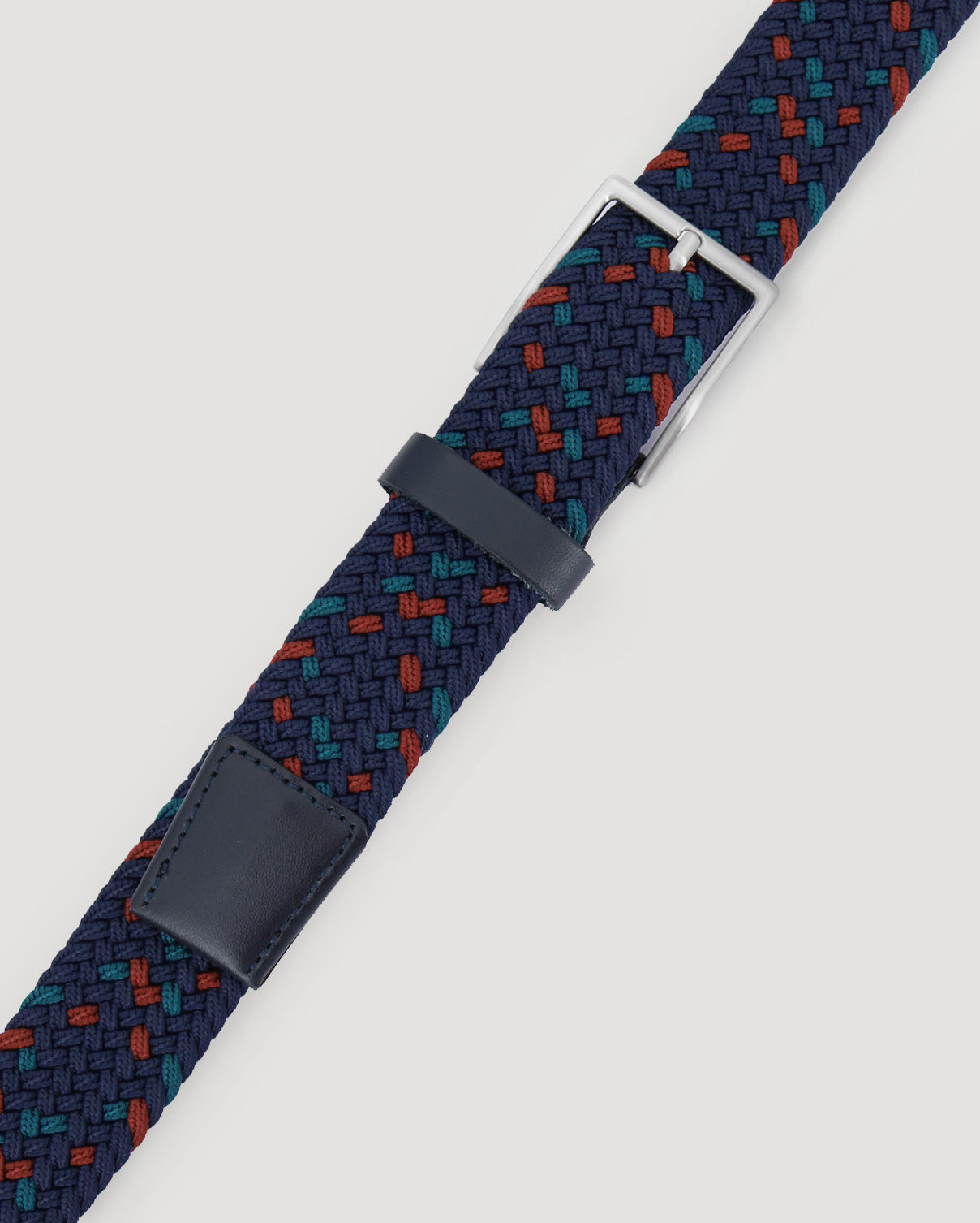 Navy, Red &amp; Teal Woven Casual Stretch Belt