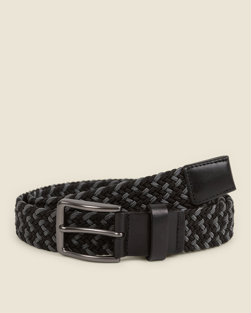 Vanda - Black &amp; Grey Woven Casual Stretch Belt
