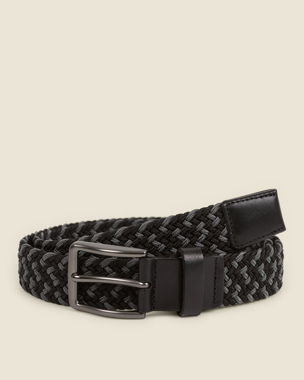 Vanda - Black & Grey Woven Casual Stretch Belt