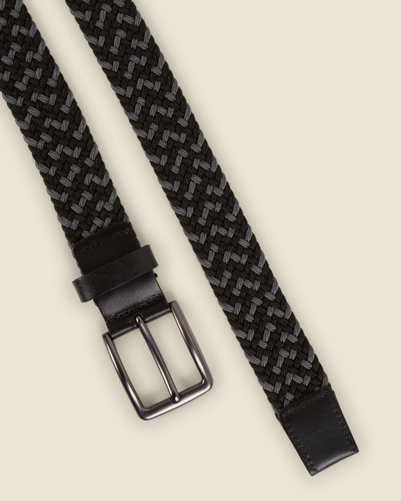 Vanda - Black &amp; Grey Woven Casual Stretch Belt