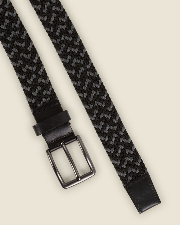 Vanda - Black & Grey Woven Casual Stretch Belt