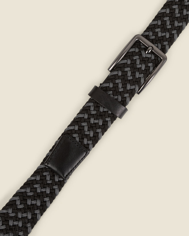 Vanda - Black &amp; Grey Woven Casual Stretch Belt