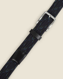 Tampere - Navy, Blue &amp; Green Stitch Detail Woven Casual Stretch Belt