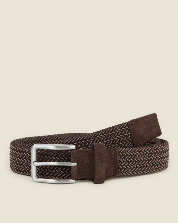 Abo - Brown & Stone Woven Casual Stretch Belt