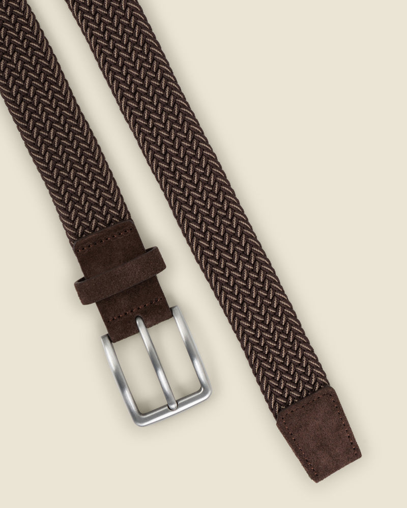 Abo - Brown &amp; Stone Woven Casual Stretch Belt