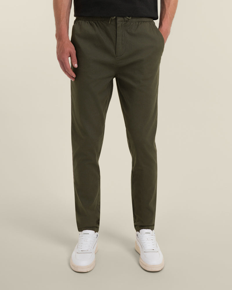 Drawstring Waist Slim Fit Chino Trouser