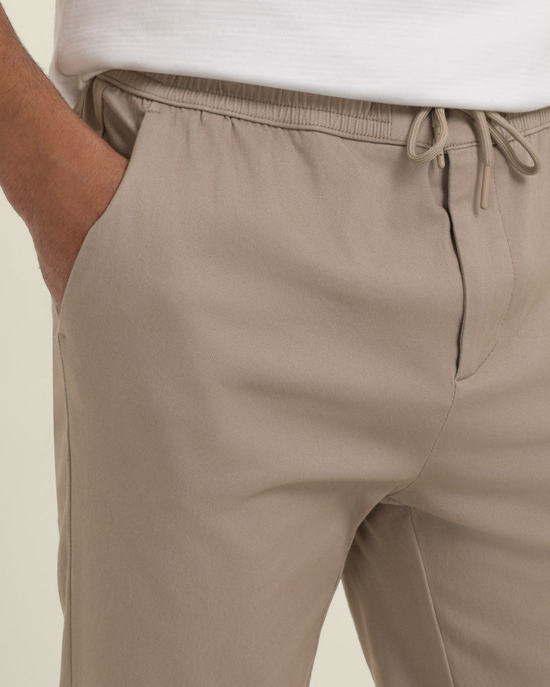 Drawstring Waist Slim Fit Chino Trouser