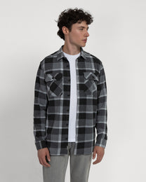 Grey Melange Check Jersey Casual Overshirt