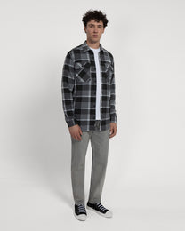 Grey Melange Check Jersey Casual Overshirt