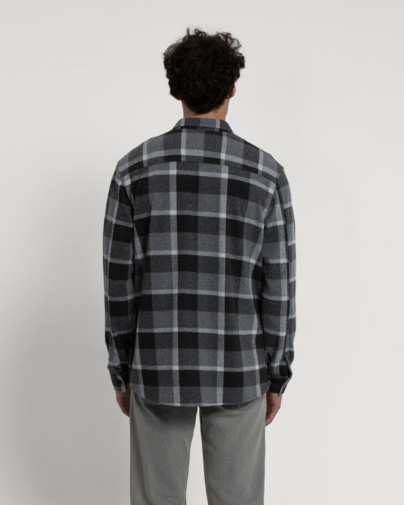 Grey Melange Check Jersey Casual Overshirt