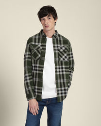 Green Check Jersey Casual Overshirt