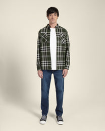 Green Check Jersey Casual Overshirt