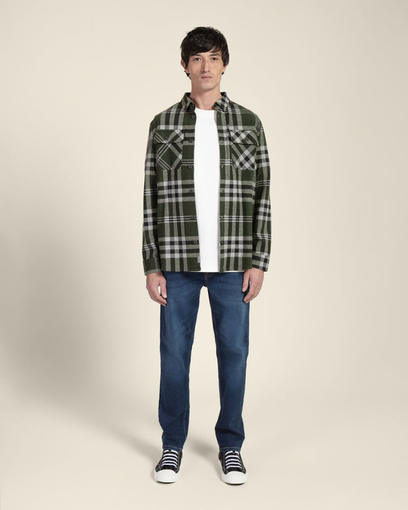 Green Check Jersey Casual Overshirt