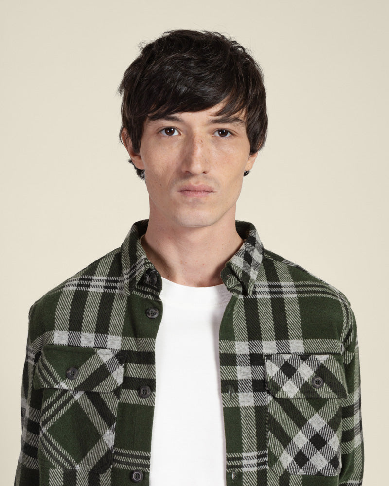 Green Check Jersey Casual Overshirt