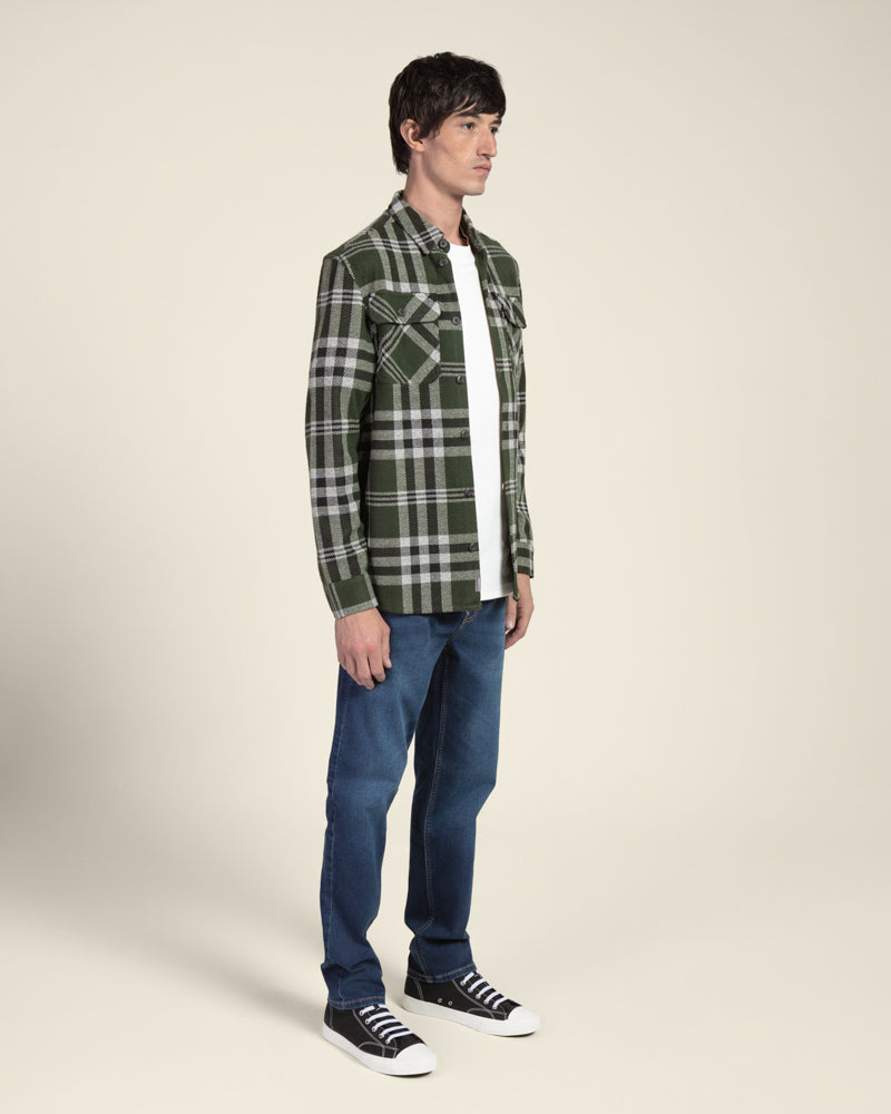 Green Check Jersey Casual Overshirt