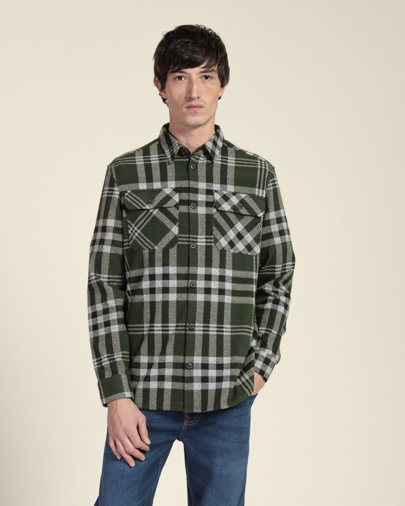 Green Check Jersey Casual Overshirt
