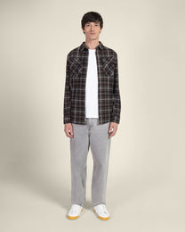 Navy Check Jersey Casual Overshirt