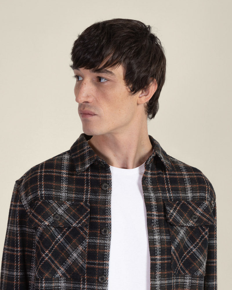 Navy Check Jersey Casual Overshirt