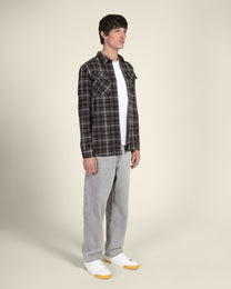 Navy Check Jersey Casual Overshirt