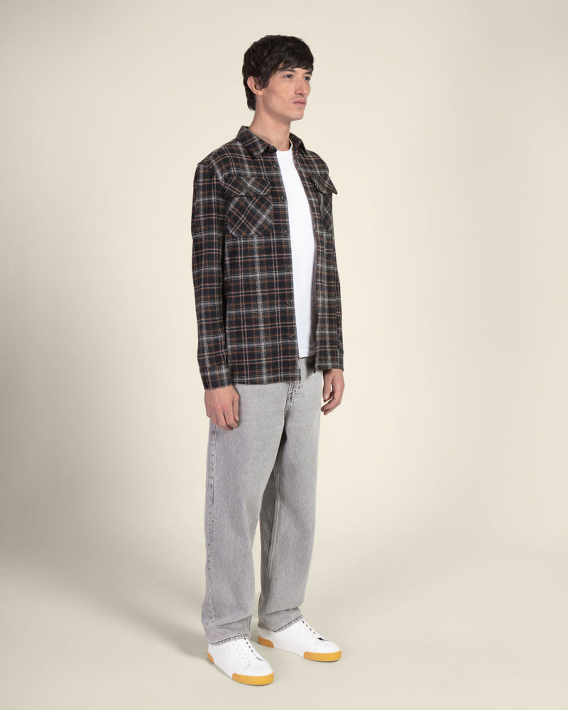 Navy Check Jersey Casual Overshirt