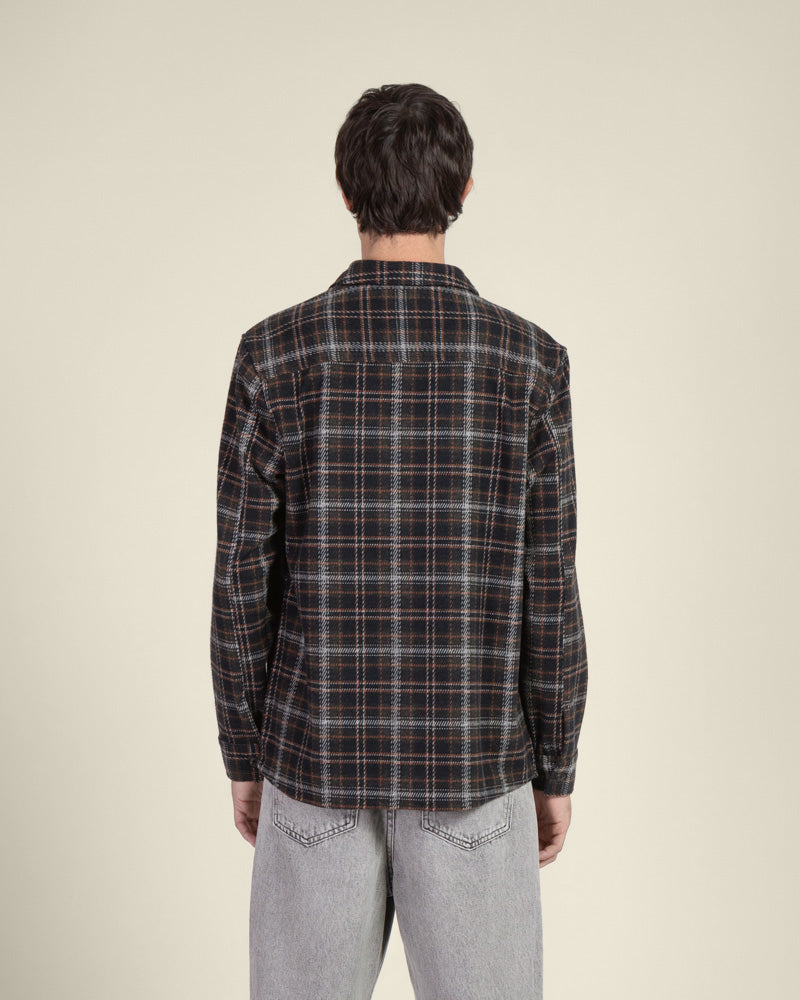 Navy Check Jersey Casual Overshirt