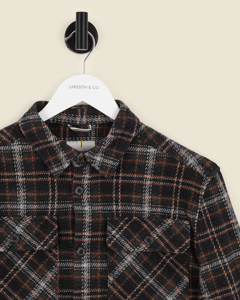 Navy Check Jersey Casual Overshirt