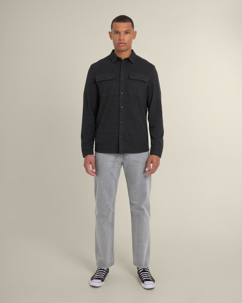 Larsson &amp; Co Men’s Ribe Charcoal Jersey Casual Overshirt