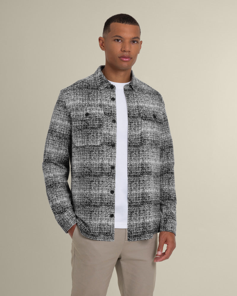 Larsson &amp; Co Men’s Dragor Shadow Check Jersey Casual Overshirt