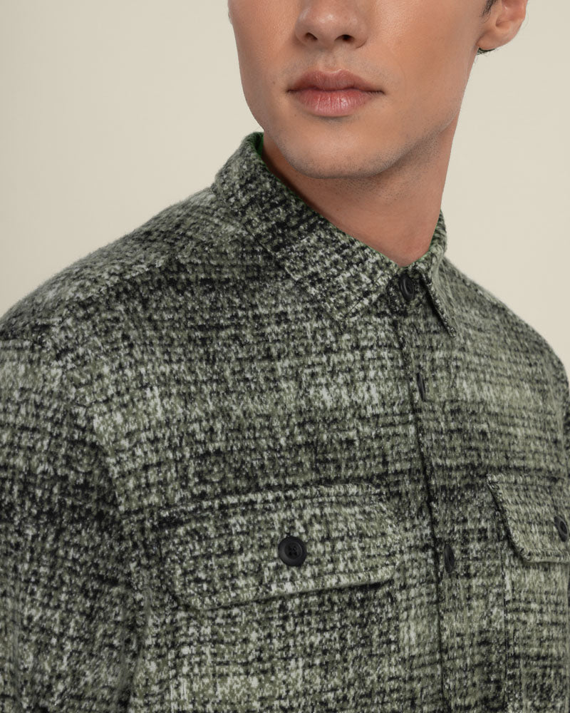 Dragor - Shadow Check Jersey Casual Overshirt